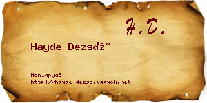 Hayde Dezső névjegykártya